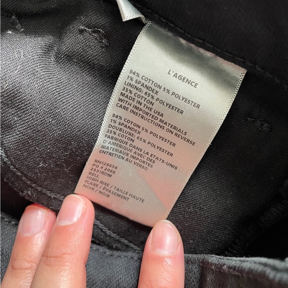 L’AGENCE Black High Rise Bell Bottom Flare Jeans Size 29 - Picture 6 of 7